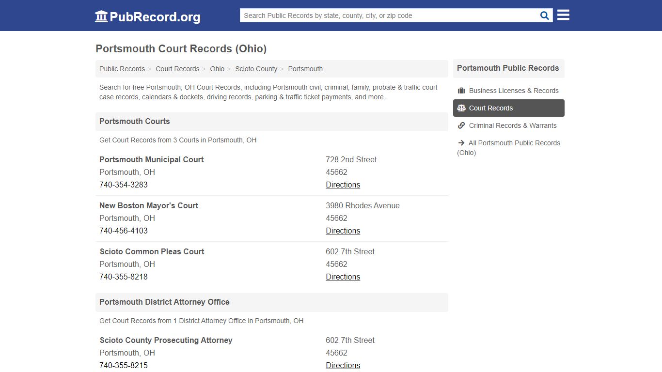 Free Portsmouth Court Records (Ohio Court Records) - PubRecord.org