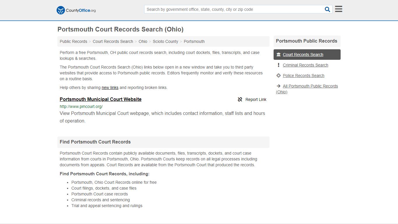 Court Records Search - Portsmouth, OH (Adoptions, Criminal, Child ...